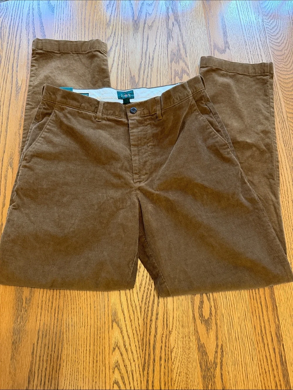 J. Crew Men's Chino Pants in Off-White with Brown Trim